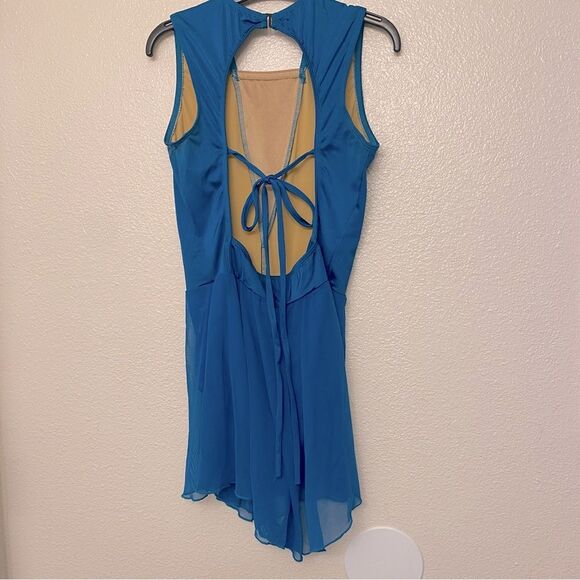 The Line up solo dance costume ALYSHA BIKETARD teal mallard green rhinestone XLC - Picture 3 of 9